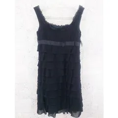 ◇ peyton place ペイトンプレイス ノースリーブ 膝丈 ワンピース M ブラック *  【1002796907203】