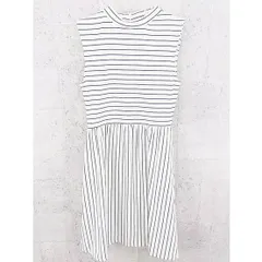 ◇ SENSE OF PLACE by URBAN RESEARCH 総柄 ノースリーブ 膝下丈 ワンピース FREE オフホワイト ネイビー *  【1002796890161】