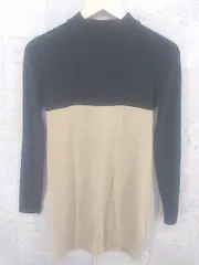 ◇ NATURAL BEAUTY BASIC ナチュラルビューティー 切替 ニット 長袖 ミニ チュニック ワンピース M ブラック ブラウン レディース  【中古】 【1002797610454】