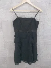◇ Grace Class グレースクラス レース ビジュー フリル シルク混 ノースリーブ 膝丈 ワンピース 38 ブラック *  【1002797553386】のサムネイル