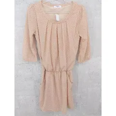 ◇ NATURAL BEAUTY BASIC ナチュラルビューティーベーシック ドット 水玉 長袖 膝丈 ワンピース M ブラウン レディース  【中古】 【1002797670717】