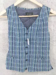 ◇ COMME CA DU MODE コムサデモード チェック ノースリーブ ベスト 9 グリーン マルチ #  【1002797622945】