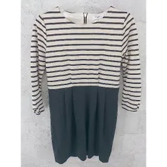 ◇ NATURAL BEAUTY BASIC ボーダー 長袖 ミニ ワンピース M ブラック ベージュ レディース  【中古】 【1002797741325】