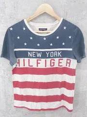 ◇ TOMMY HILFIGER トミーヒルフィガー 半袖 Tシャツ カットソー 164 ネイビー レッド系 *  【1002798645288】
