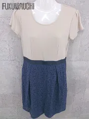 ◇●美品● ◎ ROPE PICNIC ロペピクニック タグ付き レース 半袖 膝丈 ワンピース サイズ38 ベージュ ブルー レディース 【中古】 【1002798754478】