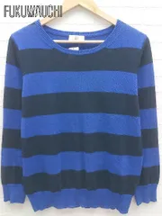 ◇ BEAUTY & YOUTH UNITED ARROWS コットン ウール ニット ボーダー 長袖 セーター ブルー ネイビー *  【1002798743977】