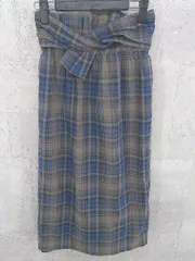◇ SENSE OF PLACE by URBAN RESEARCH チェック 膝下丈 タイト スカート 36 ブラウン ブルー ブラック *  【1002798795365】