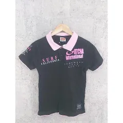 ◇ GOTCHA ガッチャ ロゴ プリント 半袖 ポロシャツ S ブラック ピンク レディース  【中古】 【1002798869820】