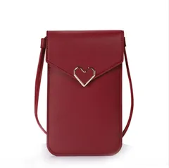 スマホポーチ スマホ ショルダー 携帯 ポーチ 携帯ポーチ スマホポシェット スマホショルダーバッグ 携帯ケース ワインレッド