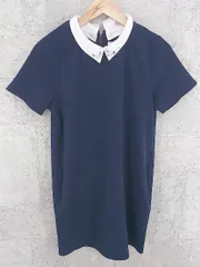◇ THE SHOP TK ザショップティーケー ビジュー 半袖 膝丈 ワンピース F ネイビー * 1002799187046 【中古】 【1002799187046】