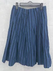 ◇ Adam et Rope’ アダム エ ロペ ストライプ 膝丈 フレア スカート 38 ネイビー ブラック *  【1002799324403】