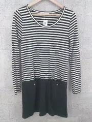 ◇ green label relaxing UNITED ARROWS ボーダー 長袖 膝丈 ワンピース ブラック ホワイト *  【1002799368773】