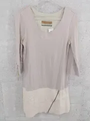 ◇ nano universe ナノユニバース 切替 七分袖 ミニ ワンピース 36 ブラウン系 *  【1002799368650】