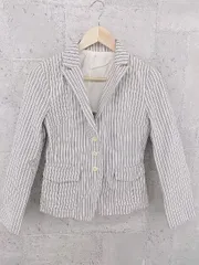 ◇ Ray BEAMS レイ ビームス ストライプ 長袖 ジャケット 0 ベージュ ネイビー系 レディース 【中古】 【1002799426589】