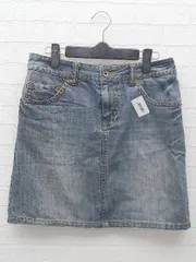 ◇ green label relaxing UNITED ARROWS ウォッシュ加工 膝丈 タイト デニム スカート 38 インディゴ *  【1002799754354】