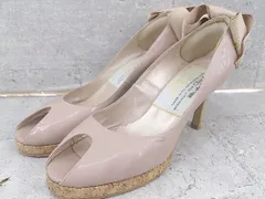 ◇ Pippi ピッピ ヒール リボン オープントゥ パンプス 35 1/2 ベージュ系 *  【1002799743563】