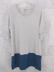 ◇ green label relaxing UNITED ARROWS バイカラー 七分袖 膝丈 ニット ワンピース グレー ネイビー *  【1002799760706】