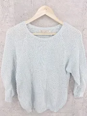 ◇ BEAUTY & YOUTH UNITED ARROWS 透かし編み 八分袖 ニット セーター ライトブルー *  【1002799783248】