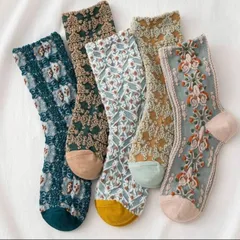 靴下 レディース ソックス 5足セット 花柄 まとめ売り 靴下セット レトロ