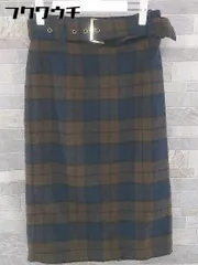 ◇ ◎ Simplicite シンプリシテェ チェック 膝下丈 タイト スカート 表記なし ブラウン系 レディース  【1104010009592】
