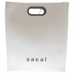 Sacai (サカイ) ロゴプリント 2way レザーショッパーバッグ トートバッグ ショルダーバッグ ホワイトのサムネイル