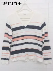 ◇ MACPHEE マカフィー TOMORROWLAND ボーダー Vネック 長袖 カットソー サイズ S ホワイト ネイビー ピンク系 レディース 【1106070016633】