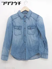 ◇ nano universe ナノ ユニバース デニム風 長袖 シャツ カットソー サイズ36 ブルー レディース  【1106080001957】