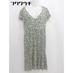 ◇ apart by lowrys 花柄 羽織り 半袖 膝下丈 シャツ ワンピース サイズF ホワイト グリーン マルチ レディース  【中古】 【1106110011888】