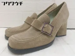 ◇ CHARLES JOURDAN シャルル ジョルダン チャンキーヒール ローファー シューズ サイズ8 1/2 ベージュ レディース  【中古】 【1106150005205】