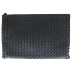 BOTTEGA VENETA (ボッテガヴェネタ) イントレチャート レザー クラッチ ハンドバッグ ブラック