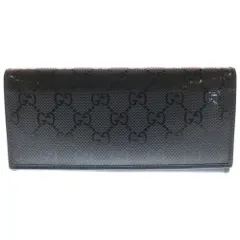 GUCCI (グッチ) GGインプリメ 二つ折り長財布ロングウォレット カードケース ブラック PVC レザー 244995
