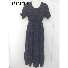 ◇ BLUEEAST ドット 水玉 半袖 膝下丈 ワンピース ブラック ホワイト系 レディース  【中古】 【1106210001925】