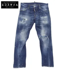 DSQUARED2 ディースクエアード SEXY TWIST JEAN ペイント加工デニムパンツ ボトムス メンズ インディゴ 44 S74LB1023 21AW 44