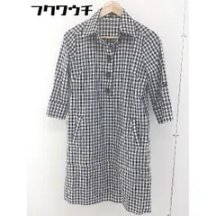 ◇ DUALISM ギンガムチェック 七分袖 ミニ ワンピース サイズ38 ブラック ホワイト系 レディース 【1106220002219】