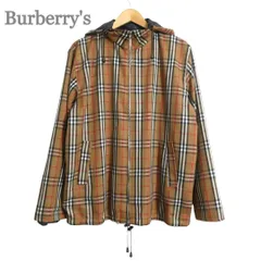 Burberry's バーバリーズ ブルゾン マウンテンパーカー スイングトップ ジャケット ノバチェック柄 2WAY フード フルジップ コットン ブラウン サイズXXL メンズ 古着 中古