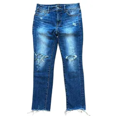 AZUL BY MOUSSY クロップド クラッシュ ボーイフレンドデニム インディゴ サイズ24 レディースXS アズールバイマウジー