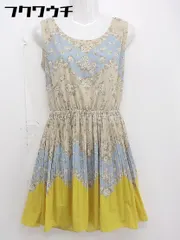 ◇ FREE'S SHOP 花柄 ウエストゴム ノースリーブ ミニ ワンピース サイズ M ベージュ ブルーマルチ レディース  【中古】 【1106280006622】