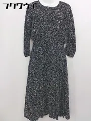◇ ◎ PREFERIR プレフェリール 総柄 長袖 膝下丈 ワンピース サイズ38(M) ブラック ベージュ系 レディース  【中古】 【1106280004352】