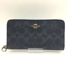 ◎◎COACH コーチ ラウンドファスナー財布 シグネチャー C4452 ネイビー