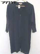 ◇ VELOUR ベロア ジップアップ リネン100% 長袖 膝丈 シースルー ワンピース サイズS ブラック レディース  【1106290005714】