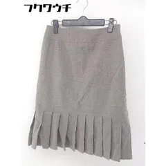 ◇ Rene INTERNATIONAL サイドジップ プリーツ 切替 膝下丈 スカート サイズ36 ブラウン系 レディース  【1107010005588】