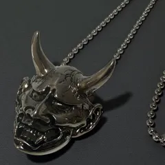 【新品未使用】和風 般若 ネックレス ペンダントトップ ボールチェーン チョーカー シルバー necklace