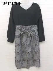 ◇ ◎ VICKY ビッキー ウエストリボン付き チェック 切替 長袖 膝下丈 ワンピース サイズ2 ブラック レディース  【中古】 【1107070005719】のサムネイル