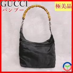 【極美品】GUCCI バンブー ハンドバッグ 内側ディアマンテ ナイロン BLK グッチ トートバッグ ワンショルダー レディース メンズ ユニセックス 男女兼用 ビジネス フォーマル カジュアル ナイロン ブランド ブラック