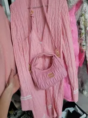 ピンクロング ケーブル カーディガン