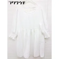 ◇ NICE CLAUP ナイスクラップ 七分袖 ミニ チュニック ワンピース サイズF ホワイト レディース  【中古】 【1107090004396】