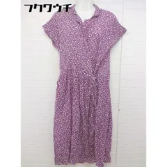 ◇ SM2 サマンサ モスモス 総柄 フレンチスリーブ ロング ラップ 巻き ワンピース サイズF パープル ホワイト レディース  【中古】 【1107090005638】