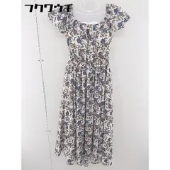 ◇ SPIRALGIRL スパイラルガール 総柄 フレンチスリーブ ロング ワンピース サイズF ホワイト マルチ レディース  【中古】 【1107090015088】