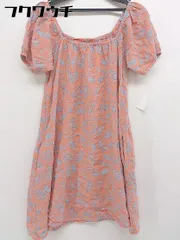 ◇ MILKFED. ミルクフェド 刺繍 半袖 ミニ チュニック ワンピース サイズS オレンジ ブルー レディース  【中古】 【1107120010977】