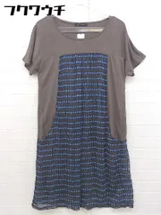 ◇ Ray BEAMS レイ ビームス 総柄 半袖 ミニ ワンピース サイズF ブラウン ブルー ホワイト系 レディース  【中古】 【1107130005871】